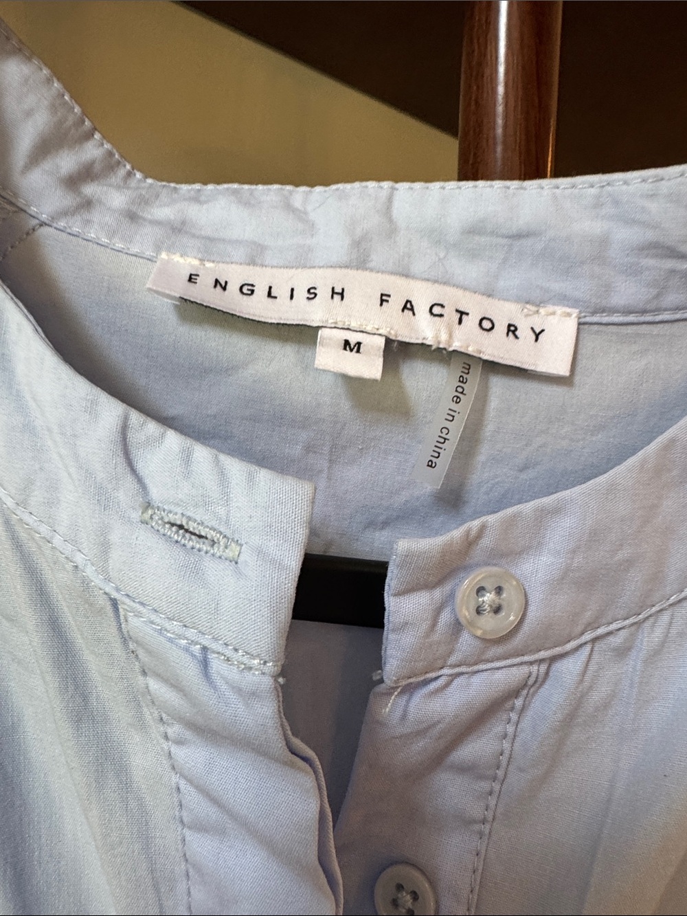 English Factory Pale Blue Button-Front Top - Picture 2 of 3
